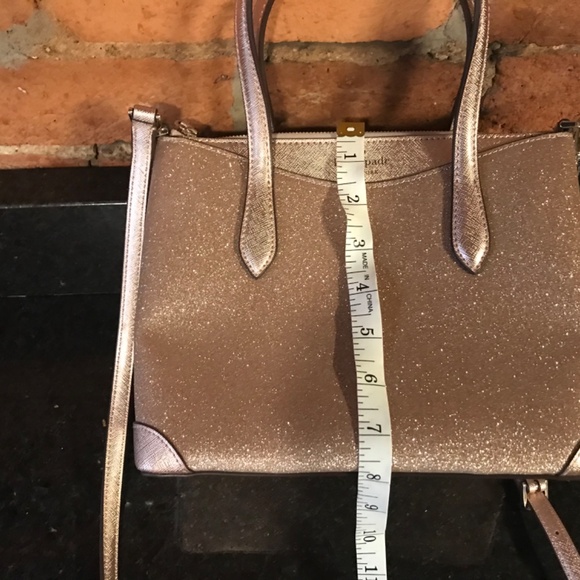 Kate Spade Lola Satchel Crossbody Shimmy Glitter Rose Gold Sparkle Handbag Purse - Picture 10 of 11